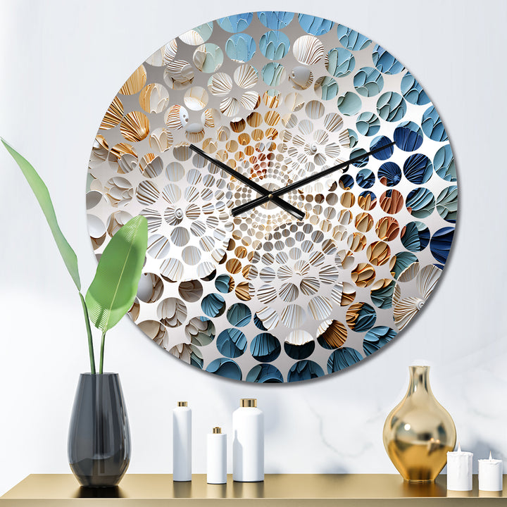 Coastal Seashell Tranquility I - Animals Metal Wall Clock
