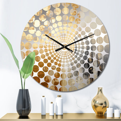 Golden Grid Skyscraper Skyline I - Architecture Metal Wall Clock