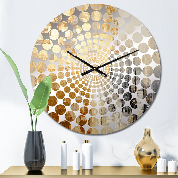 Golden Grid Skyscraper Skyline I - Architecture Metal Wall Clock
