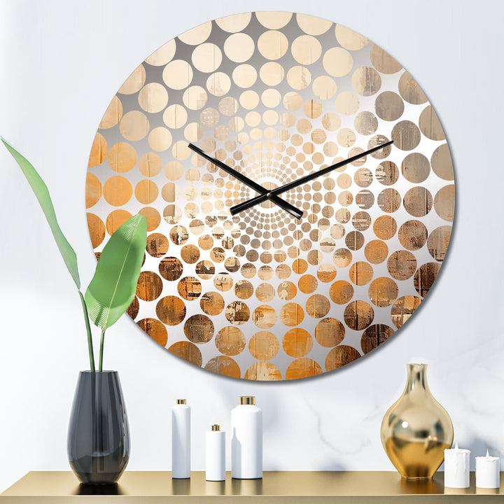 Khaki Peach Skyscrapers City II - Architecture Metal Wall Clock