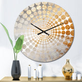Beige And Gold Snow Blooming - Abstract Metal Wall Clock