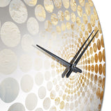 Beige And Gold Snow Blooming - Abstract Metal Wall Clock