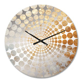 Beige And Gold Snow Blooming - Abstract Metal Wall Clock
