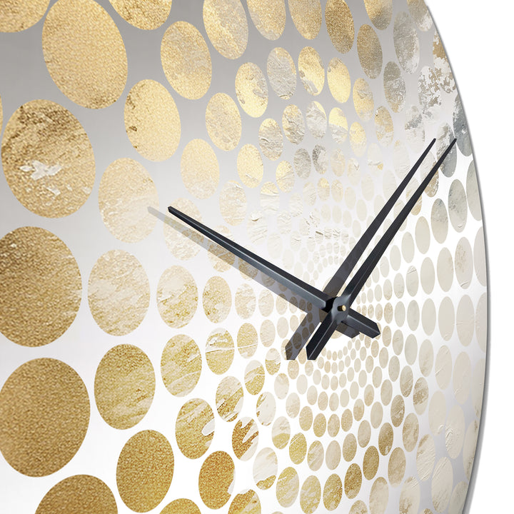 Beige And Gold Snow Blooming I - Abstract Metal Wall Clock