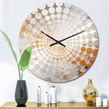 Beige And Gold Snow Blooming II - Abstract Metal Wall Clock