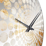 Beige And Gold Snow Blooming II - Abstract Metal Wall Clock