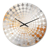 Beige And Gold Snow Blooming II - Abstract Metal Wall Clock