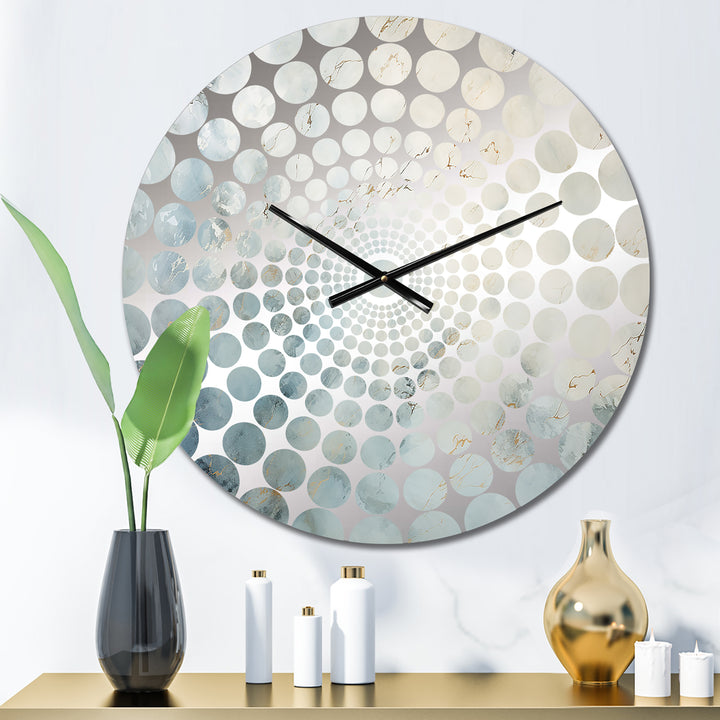 Blue And White Snow Blooming - Abstract Metal Wall Clock