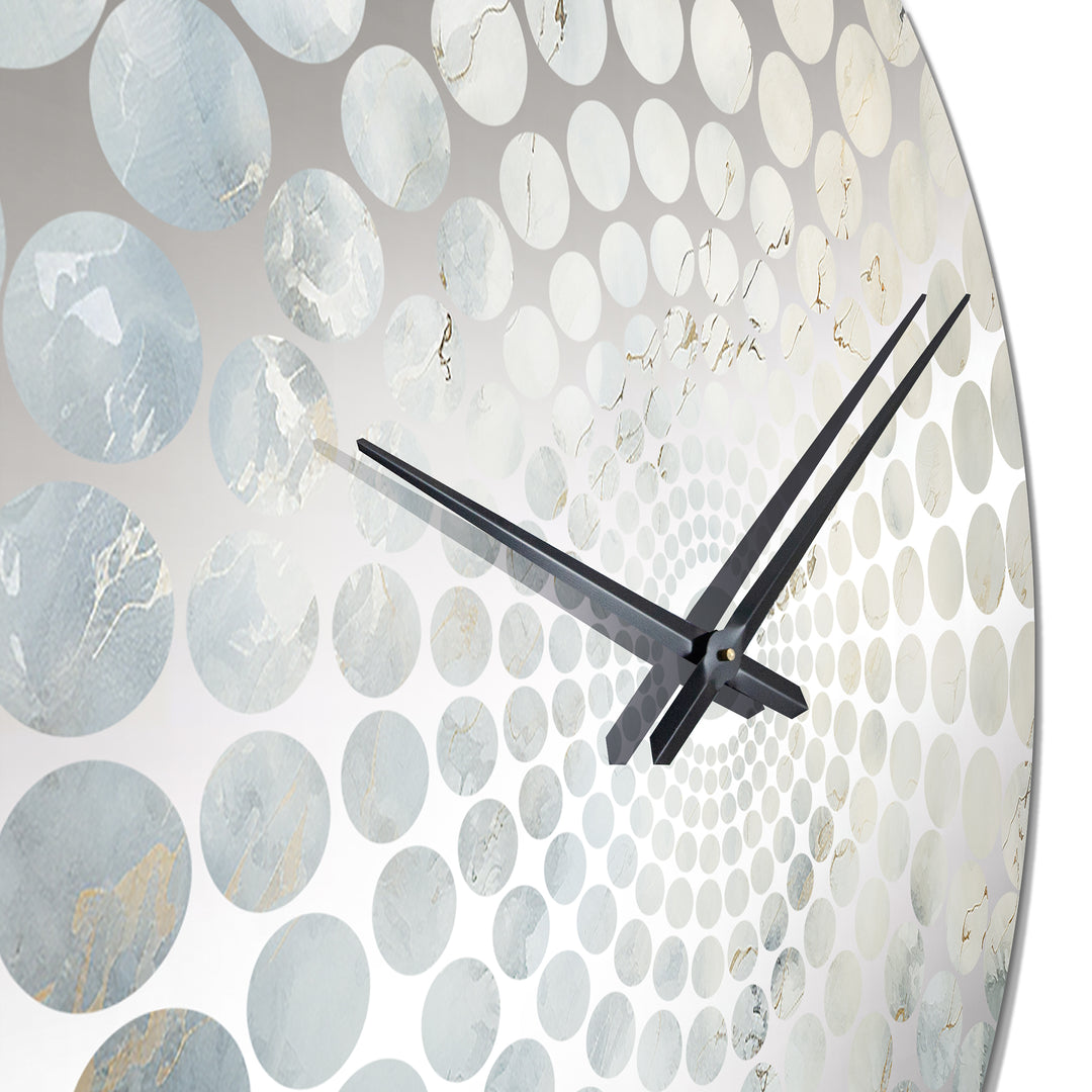 Blue And White Snow Blooming - Abstract Metal Wall Clock