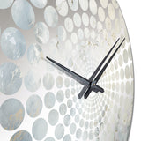 Blue And White Snow Blooming - Abstract Metal Wall Clock
