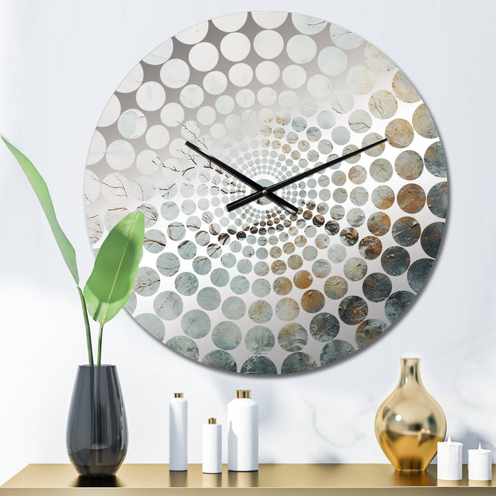 Blue And White Snow Blooming I - Abstract Metal Wall Clock