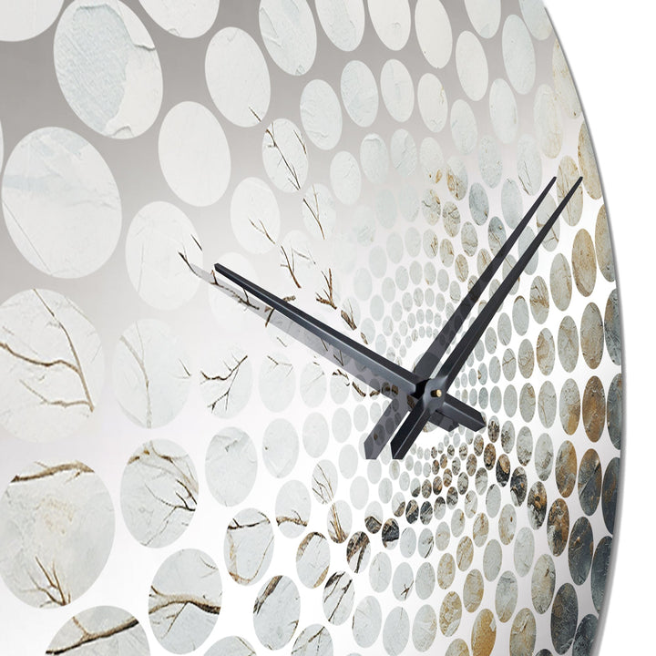 Blue And White Snow Blooming I - Abstract Metal Wall Clock