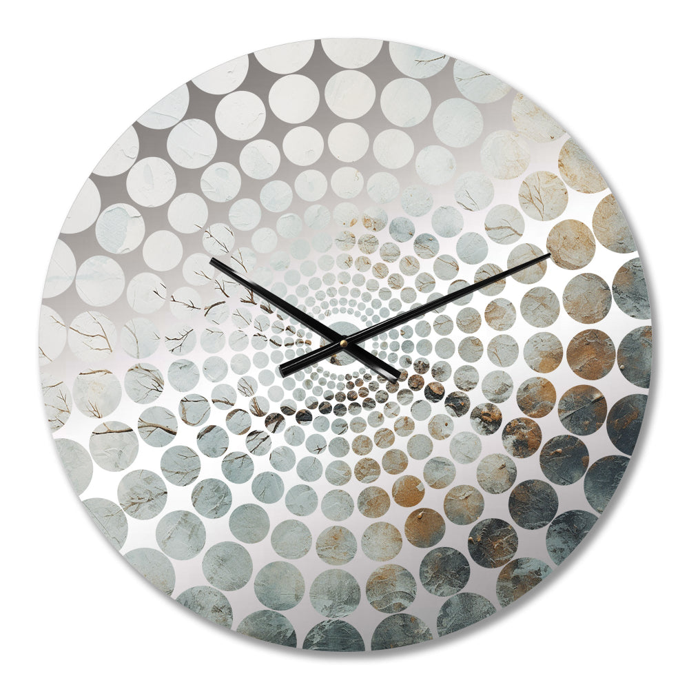 Blue And White Snow Blooming I - Abstract Metal Wall Clock