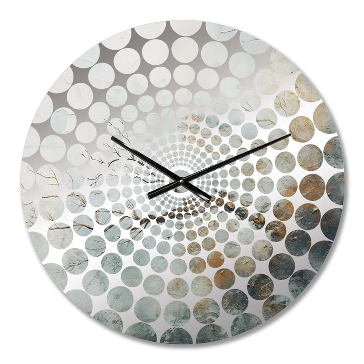 Blue And White Snow Blooming I - Abstract Metal Wall Clock