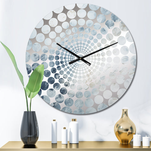 Blue And White Snow Blooming II - Abstract Metal Wall Clock