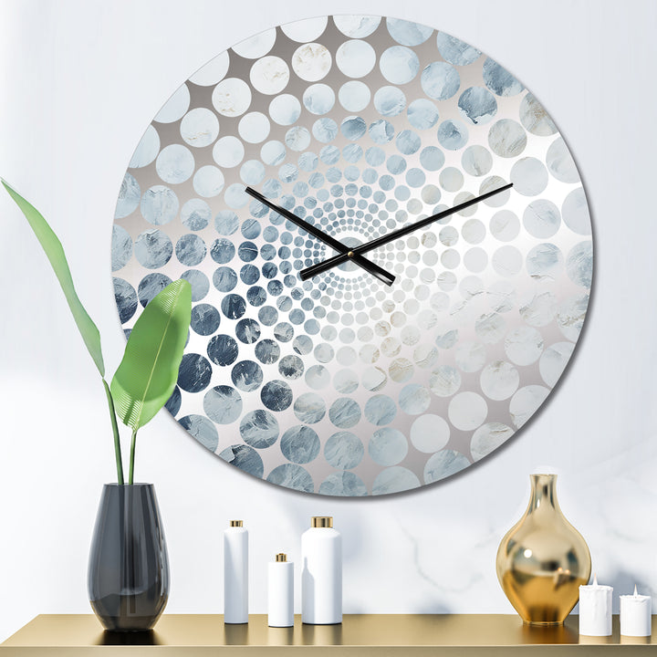 Blue And White Snow Blooming II - Abstract Metal Wall Clock