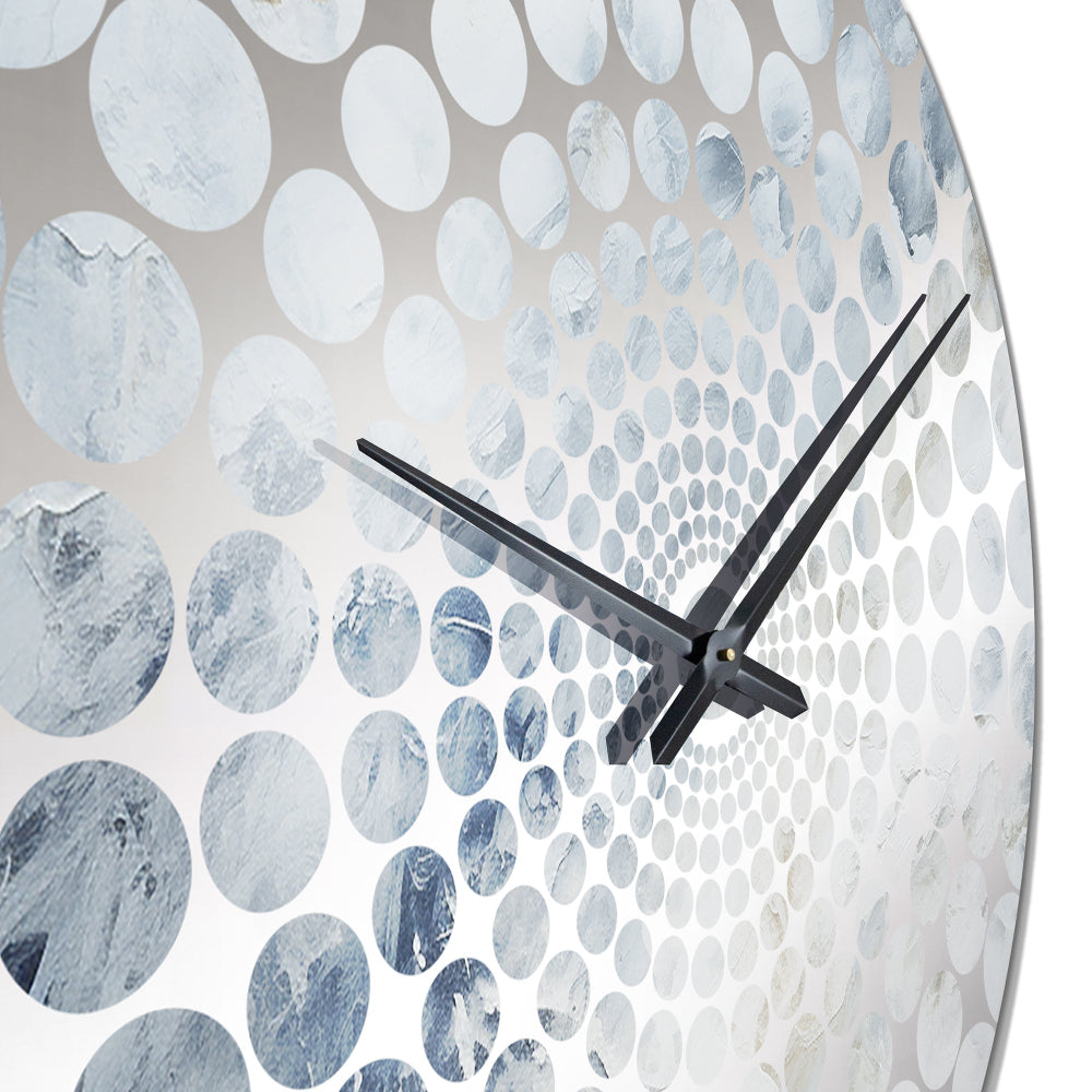 Blue And White Snow Blooming II - Abstract Metal Wall Clock