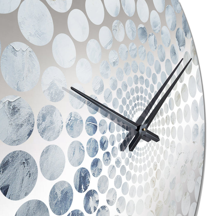 Blue And White Snow Blooming II - Abstract Metal Wall Clock