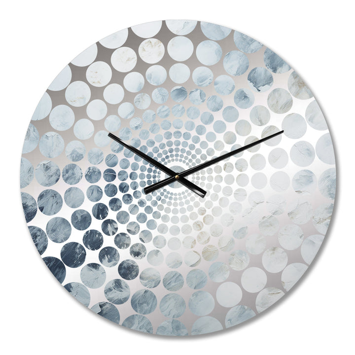Blue And White Snow Blooming II - Abstract Metal Wall Clock