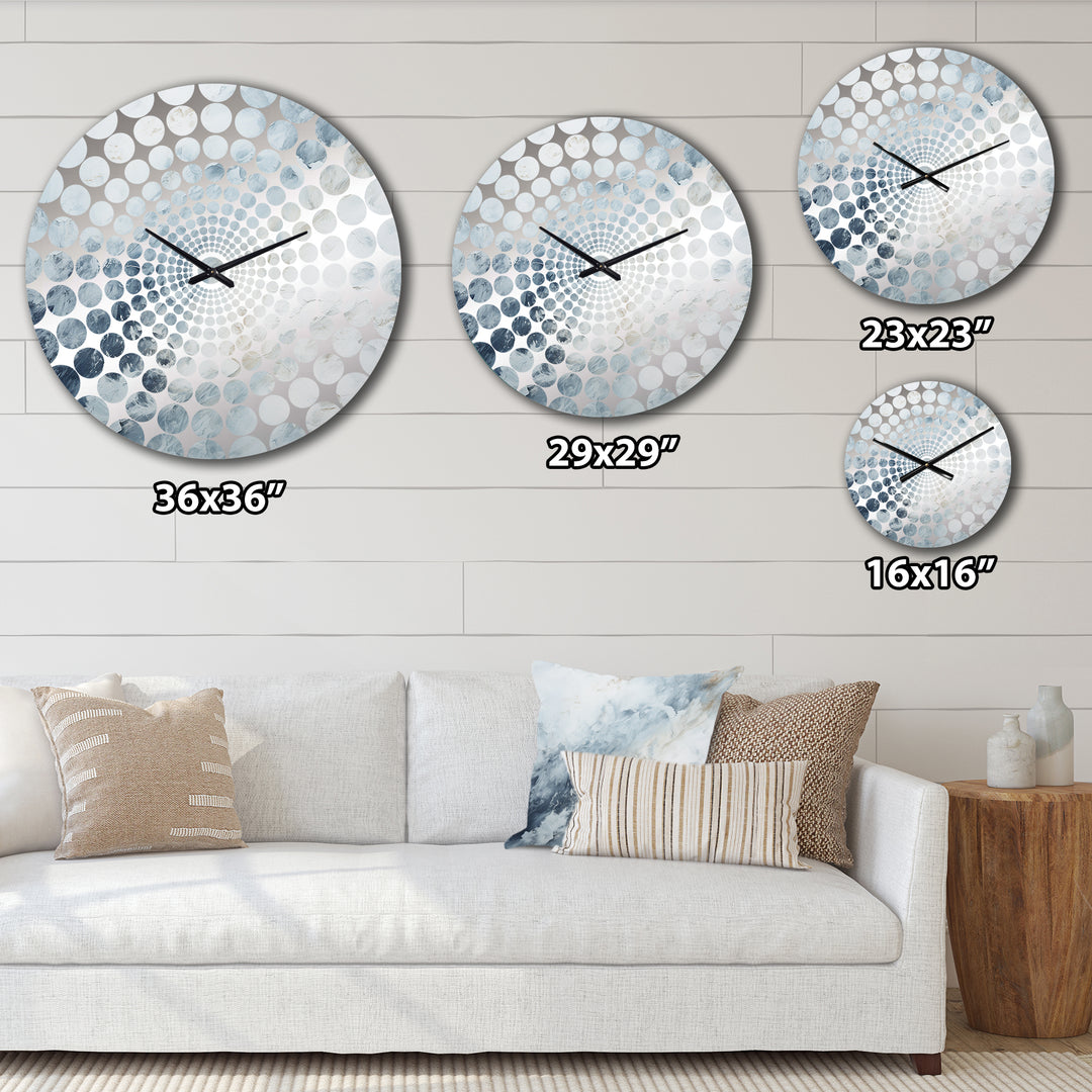 Blue And White Snow Blooming II - Abstract Metal Wall Clock