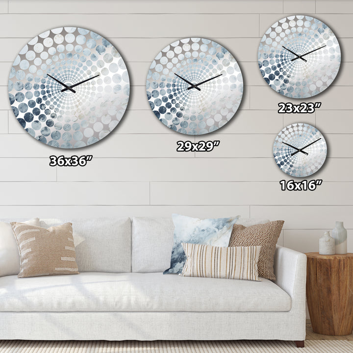 Blue And White Snow Blooming II - Abstract Metal Wall Clock