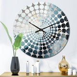 Blue And White Snow Blooming III - Abstract Metal Wall Clock