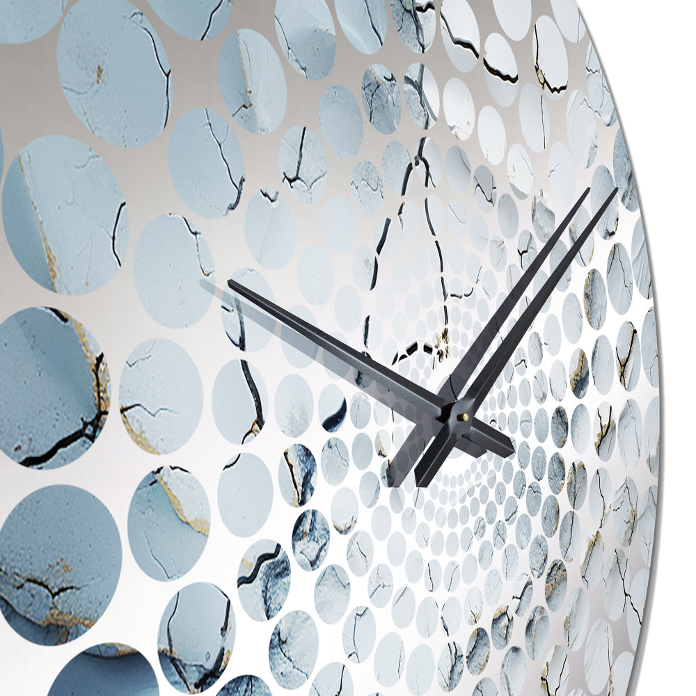 Blue And White Snow Blooming IV - Abstract Metal Wall Clock