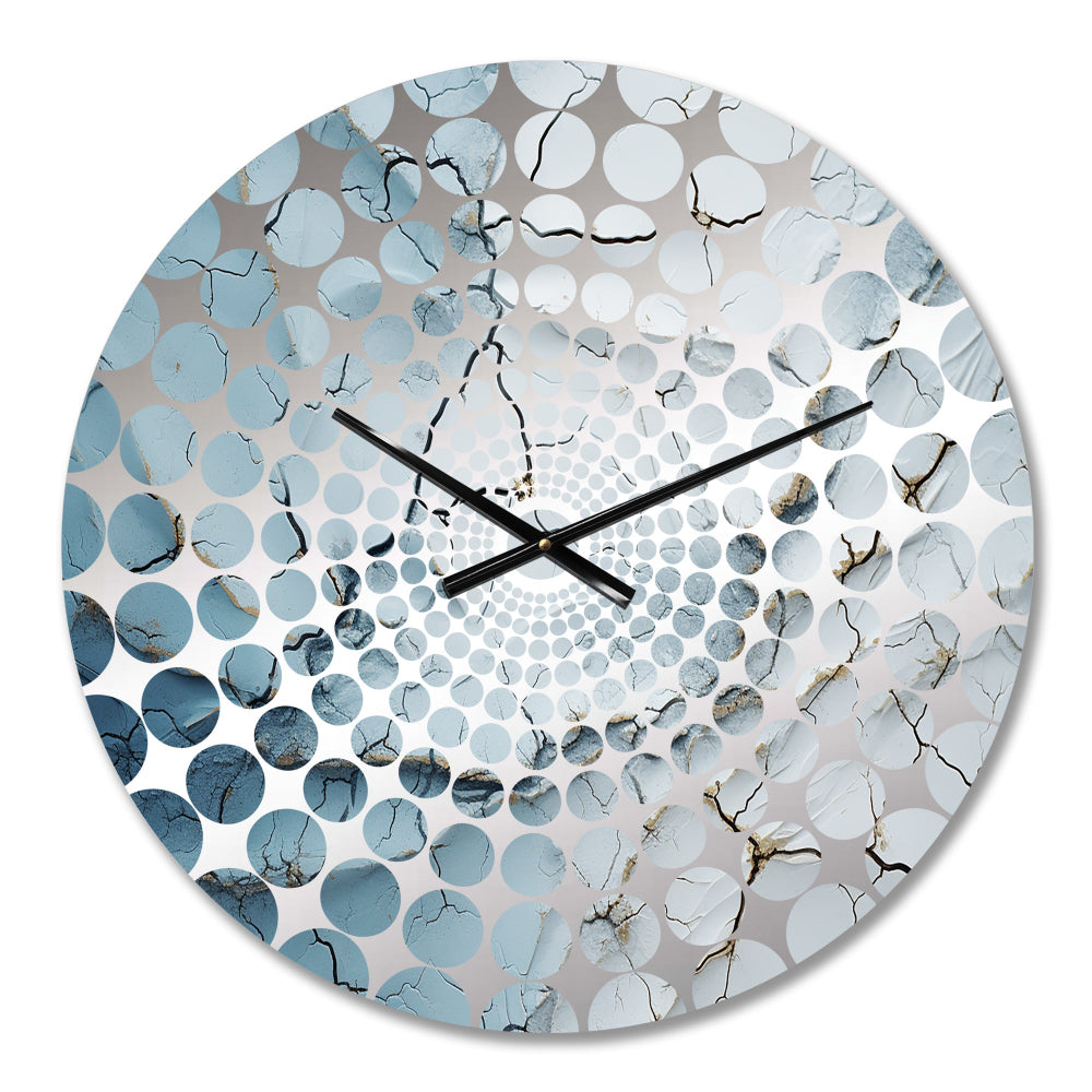 Blue And White Snow Blooming IV - Abstract Metal Wall Clock