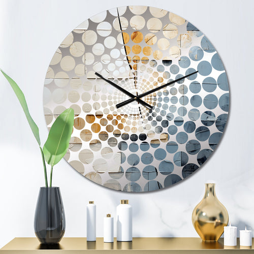 Blue Spiritual Stone Minimalism Painting II - Spiritual Metal Wall Clock