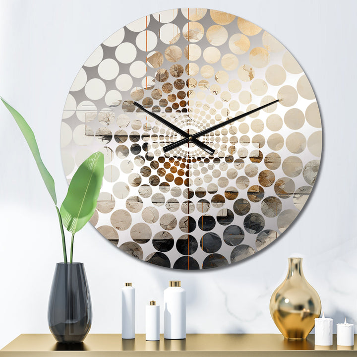 Beige Spiritual Stone Minimalism Painting I - Landscapes Metal Wall Clock