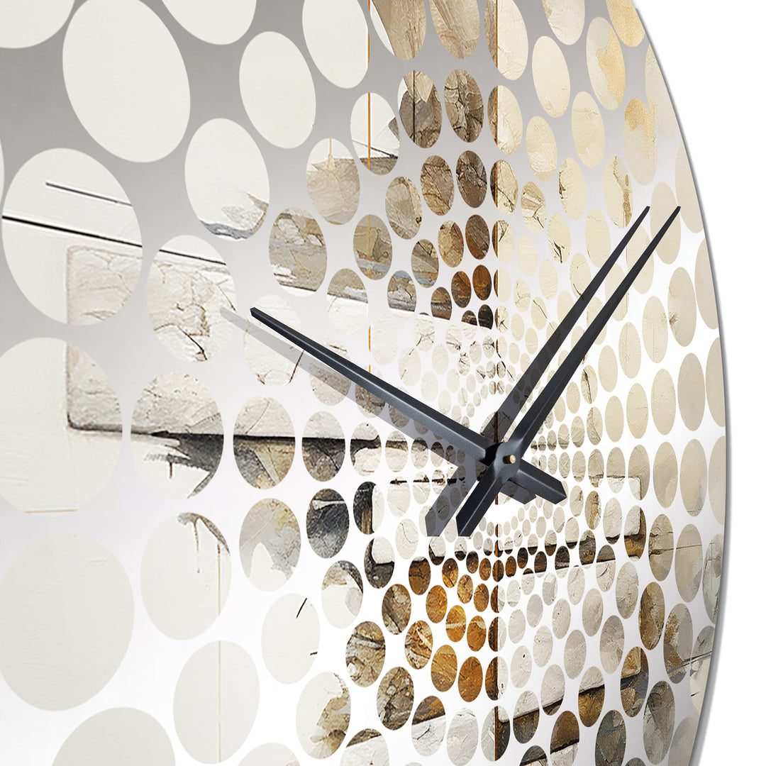 Beige Spiritual Stone Minimalism Painting I - Landscapes Metal Wall Clock