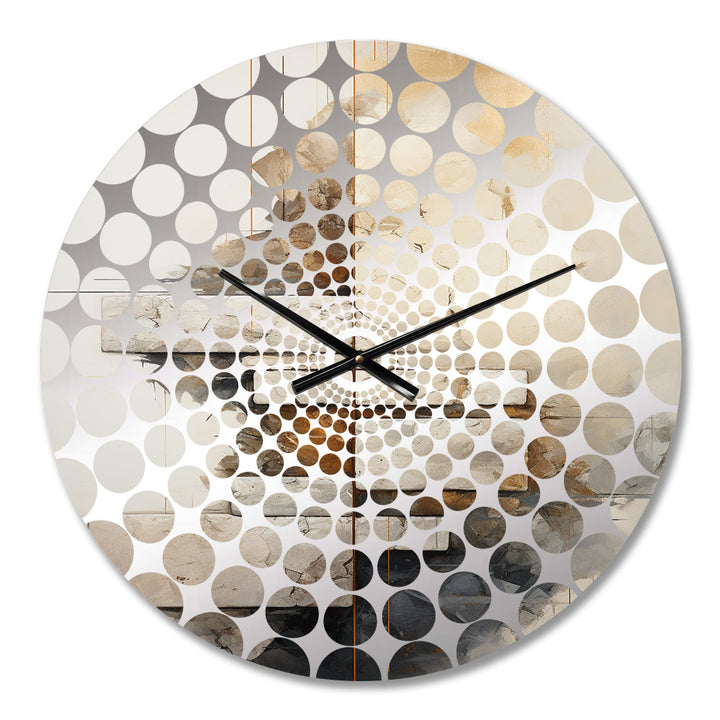 Beige Spiritual Stone Minimalism Painting I - Landscapes Metal Wall Clock