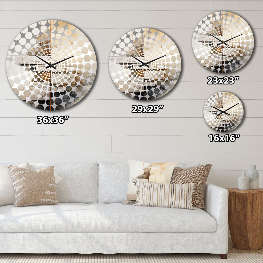 Beige Spiritual Stone Minimalism Painting I - Landscapes Metal Wall Clock