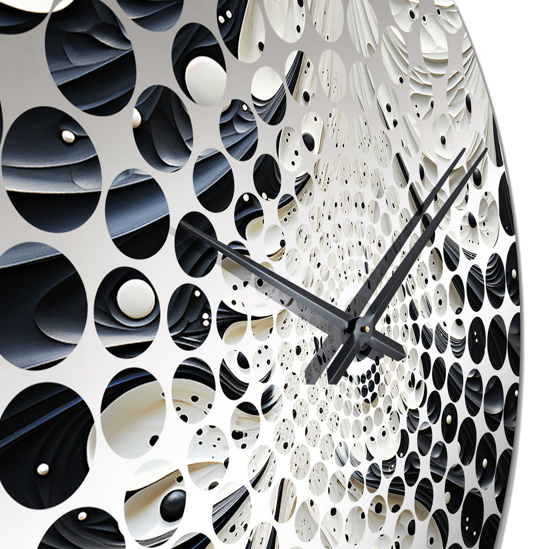 Minimalism Black And White Painting - Abstract Metal Wall Clock