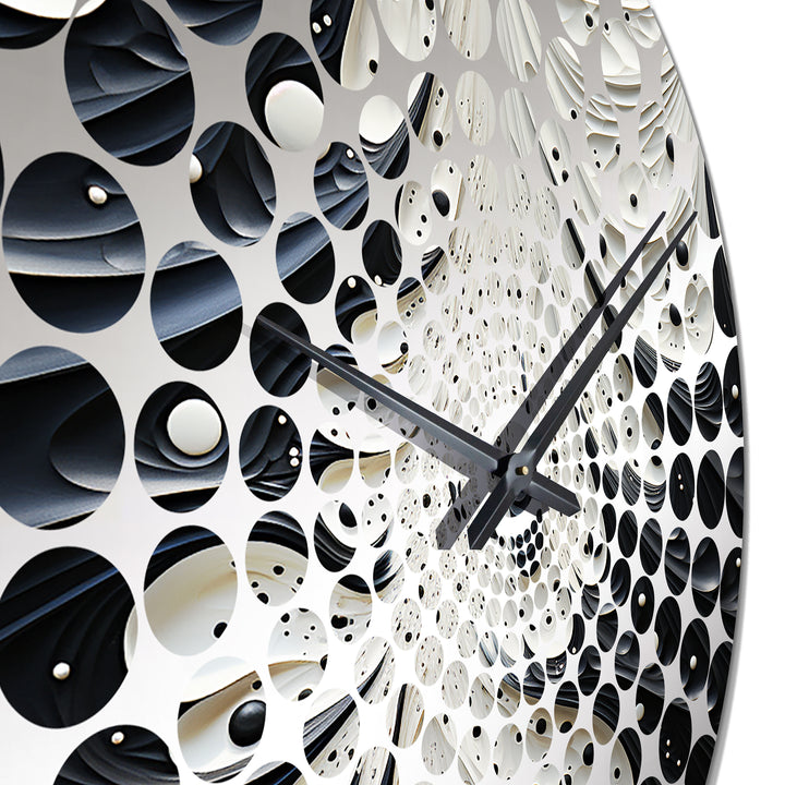 Minimalism Black And White Painting - Abstract Metal Wall Clock