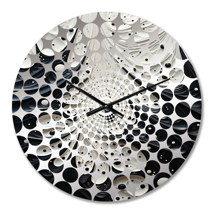 Minimalism Black And White Painting - Abstract Metal Wall Clock
