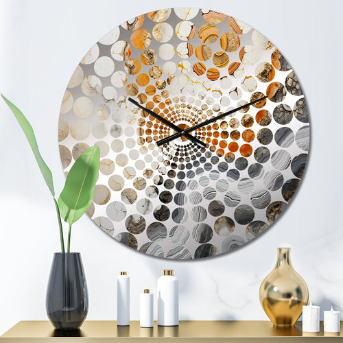 Beige And Yellow Stone Geode Simplicity - Landscapes Metal Wall Clock