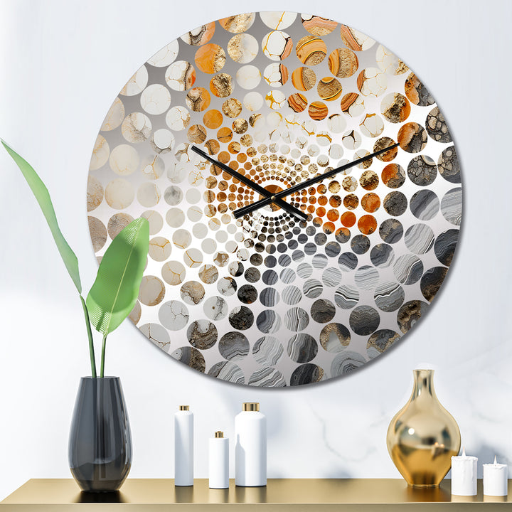 Beige And Yellow Stone Geode Simplicity - Landscapes Metal Wall Clock
