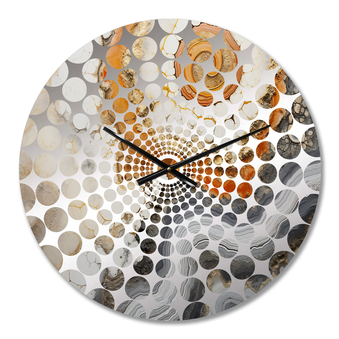 Beige And Yellow Stone Geode Simplicity - Landscapes Metal Wall Clock