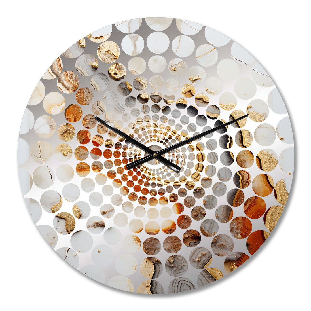 Beige And Orange Minimalism Stone Geode - Landscapes Metal Wall Clock