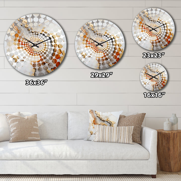 Beige And Orange Minimalism Stone Geode - Landscapes Metal Wall Clock