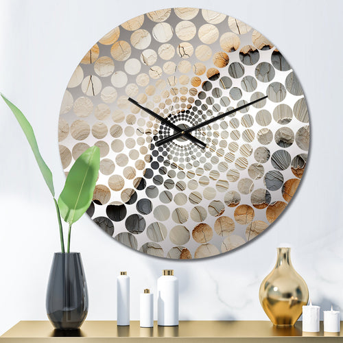 Beige And Orange Minimalism Stone Geode II - Landscapes Metal Wall Clock