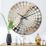Beige And Orange Minimalism Stone Geode II - Landscapes Metal Wall Clock