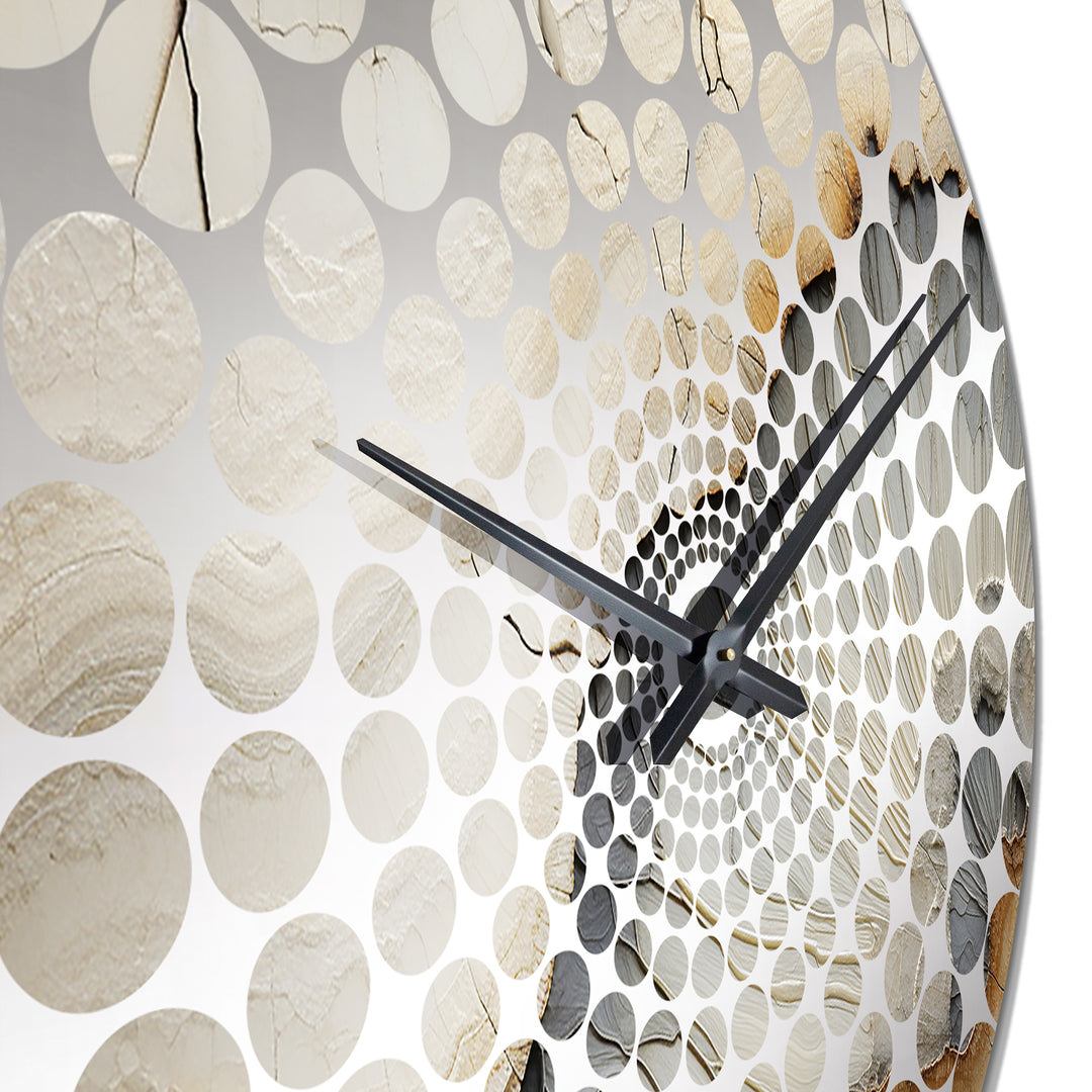 Beige And Orange Minimalism Stone Geode II - Landscapes Metal Wall Clock