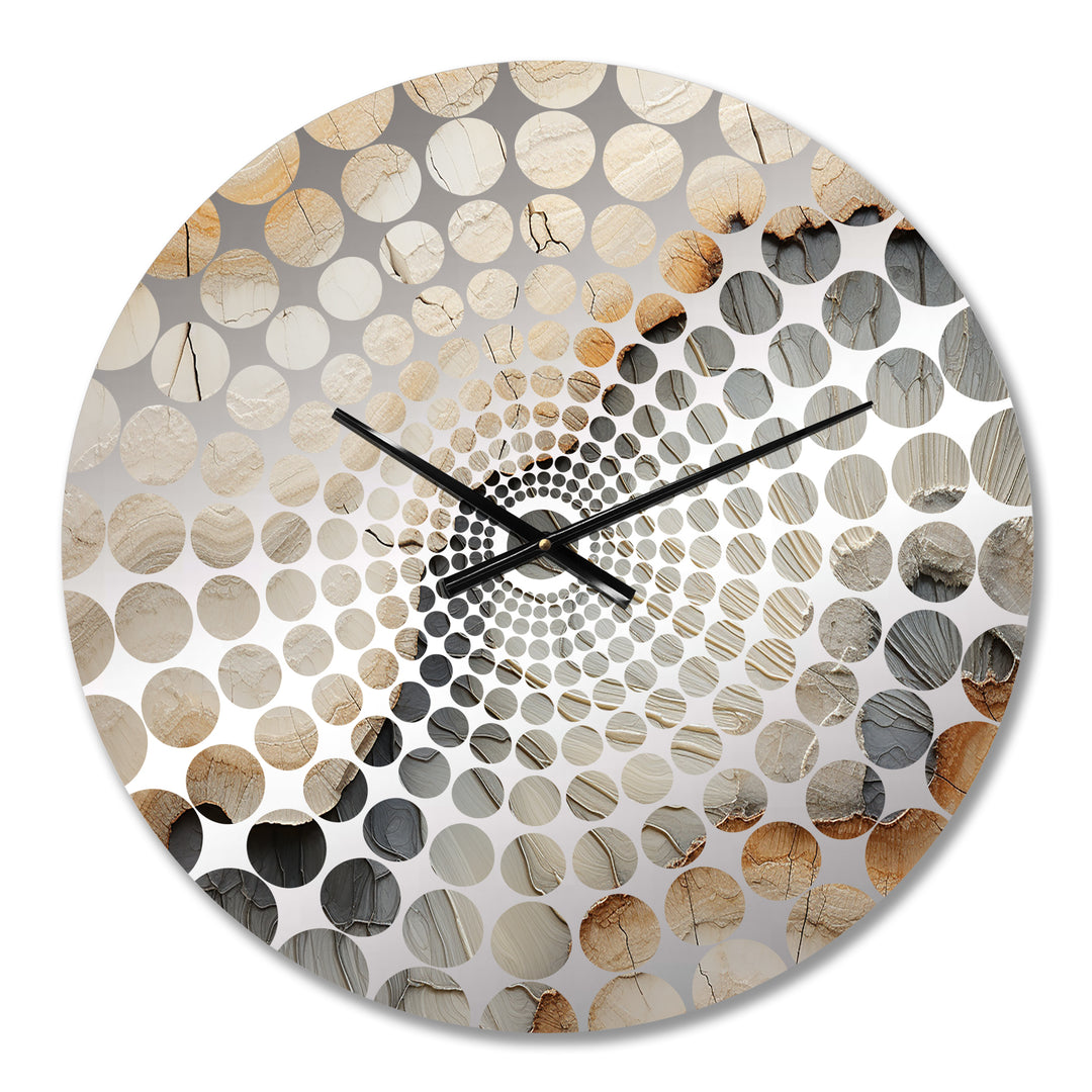 Beige And Orange Minimalism Stone Geode II - Landscapes Metal Wall Clock