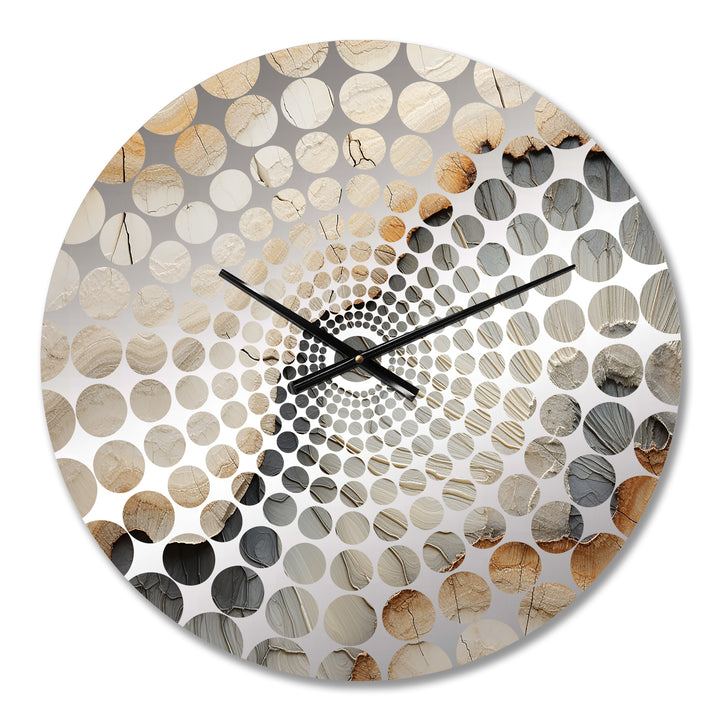 Beige And Orange Minimalism Stone Geode II - Landscapes Metal Wall Clock