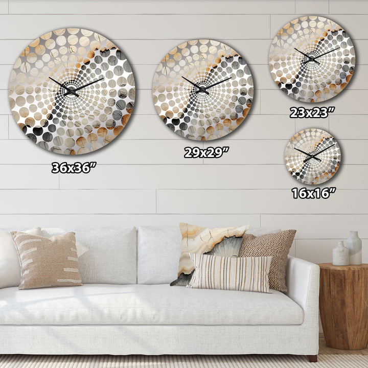Beige And Orange Minimalism Stone Geode II - Landscapes Metal Wall Clock