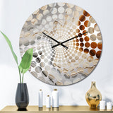 Beige And Orange Minimalism Stone Geode III - Landscapes Metal Wall Clock