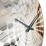 Beige And Orange Minimalism Stone Geode III - Landscapes Metal Wall Clock