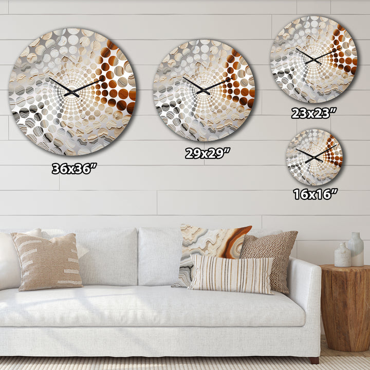 Beige And Orange Minimalism Stone Geode III - Landscapes Metal Wall Clock